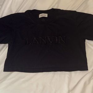 Black Lanvin crop t shirt for women.